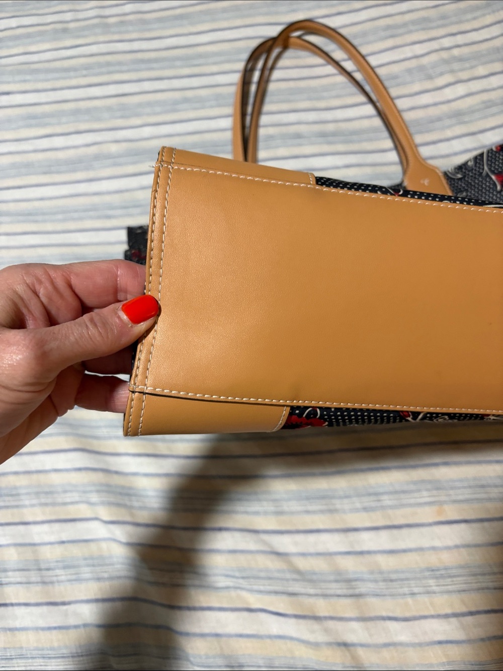 Tory Burch Ella Tote Bag and Red Floral nylon Print leather handles and trim - Picture 3 of 16